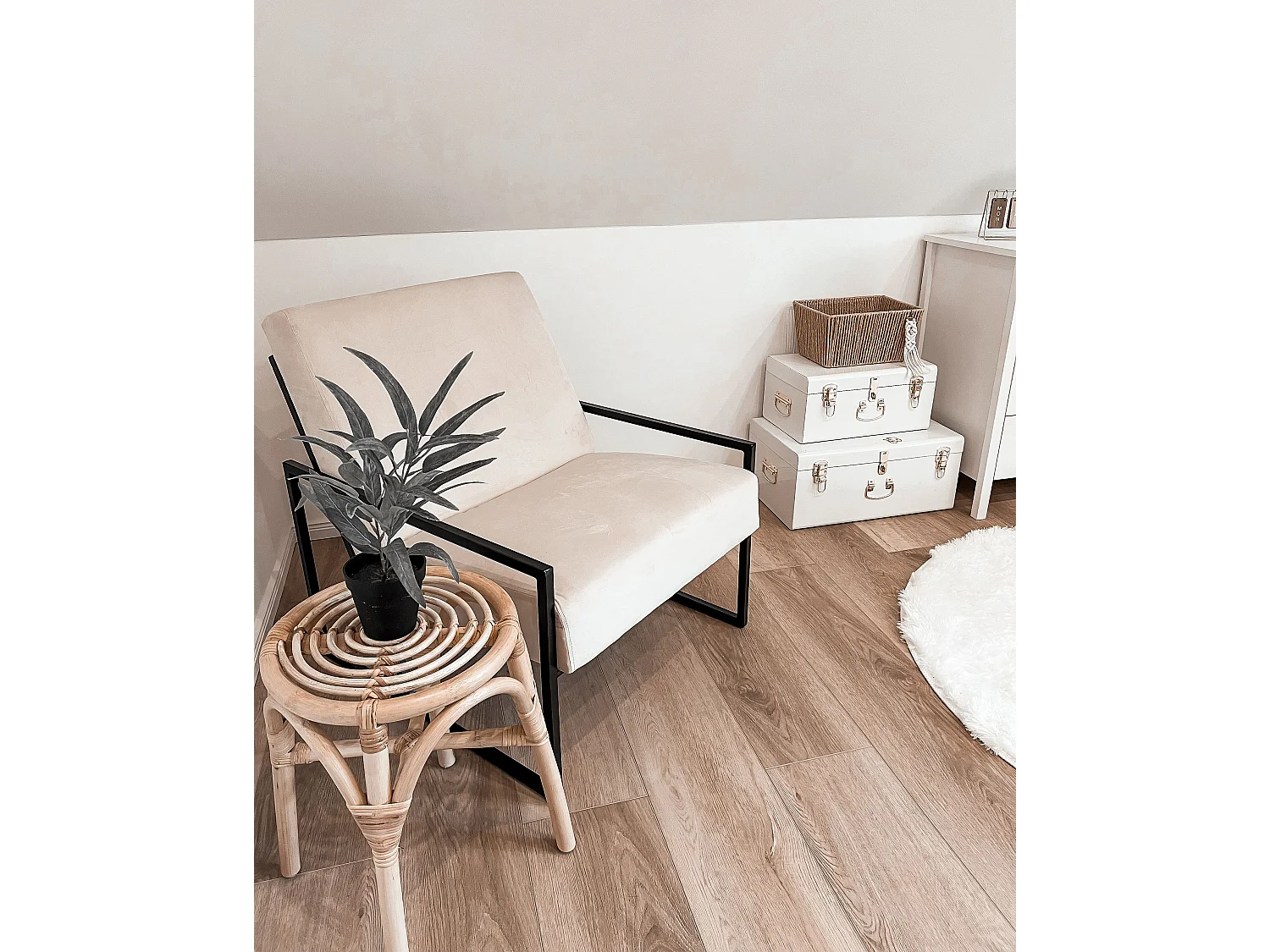 Fauteuil DELARY Velours Beige clair