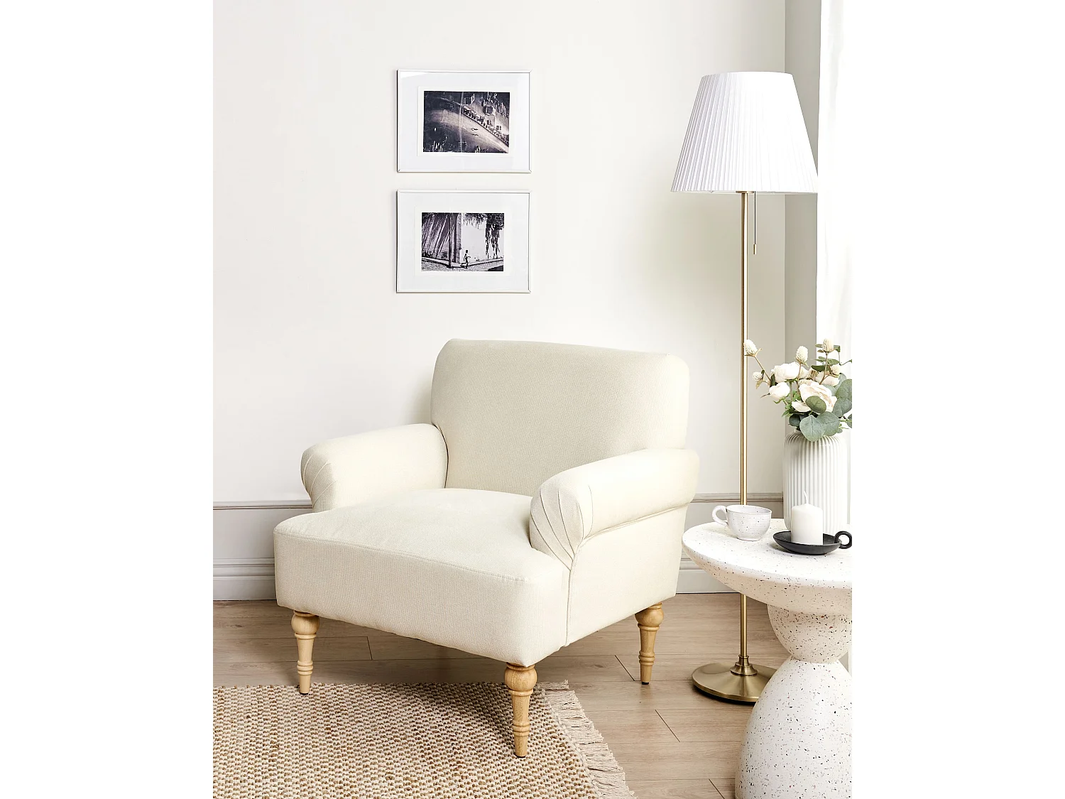 Fauteuil FREDROS Tissu Beige clair