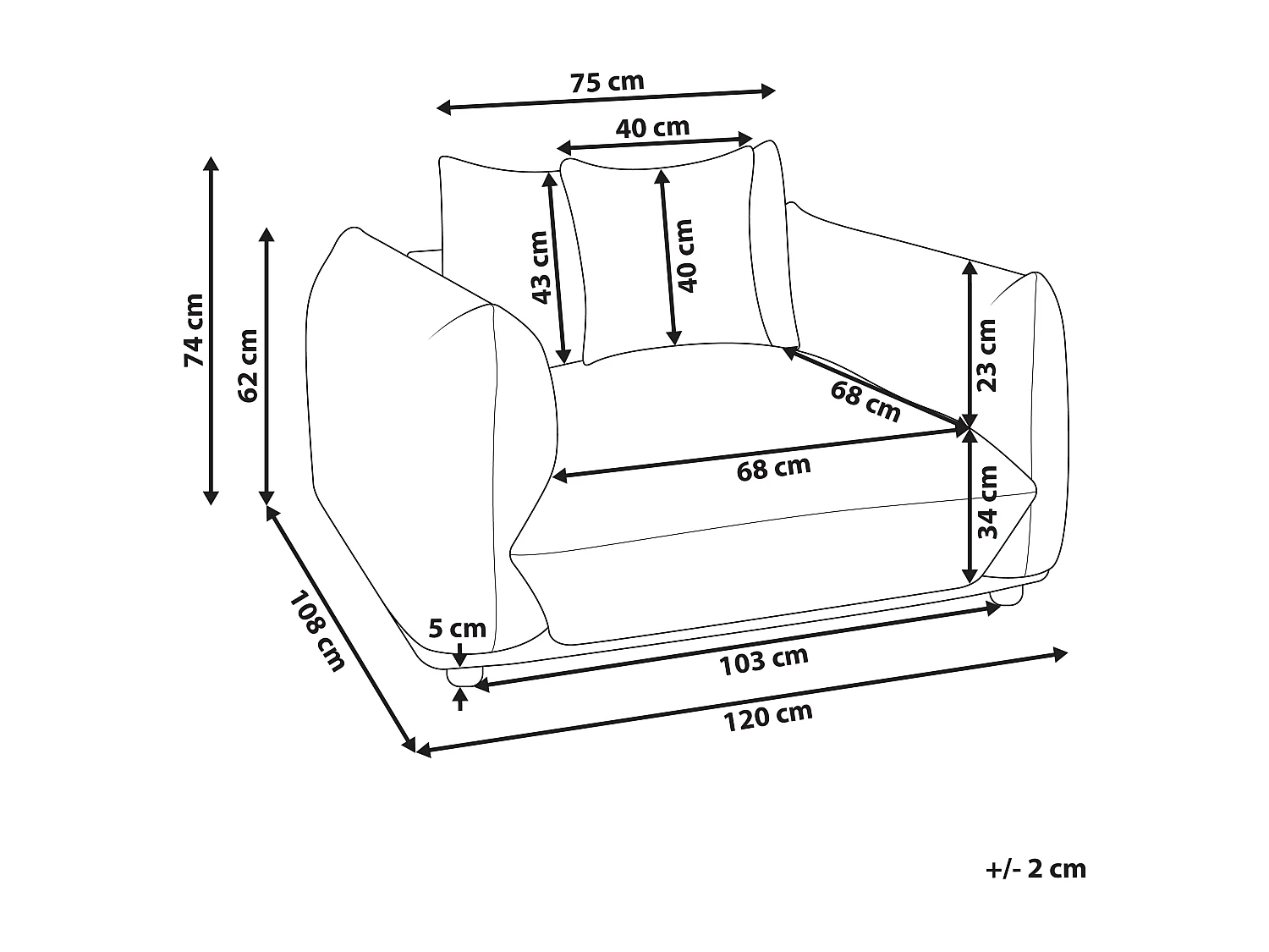 Fauteuil LUVOS Stof Lichtgrijs