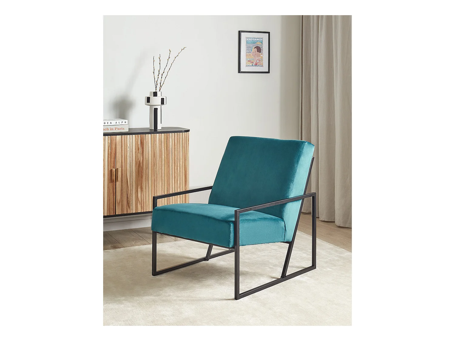 Fauteuil DELARY Velours Bleu paon
