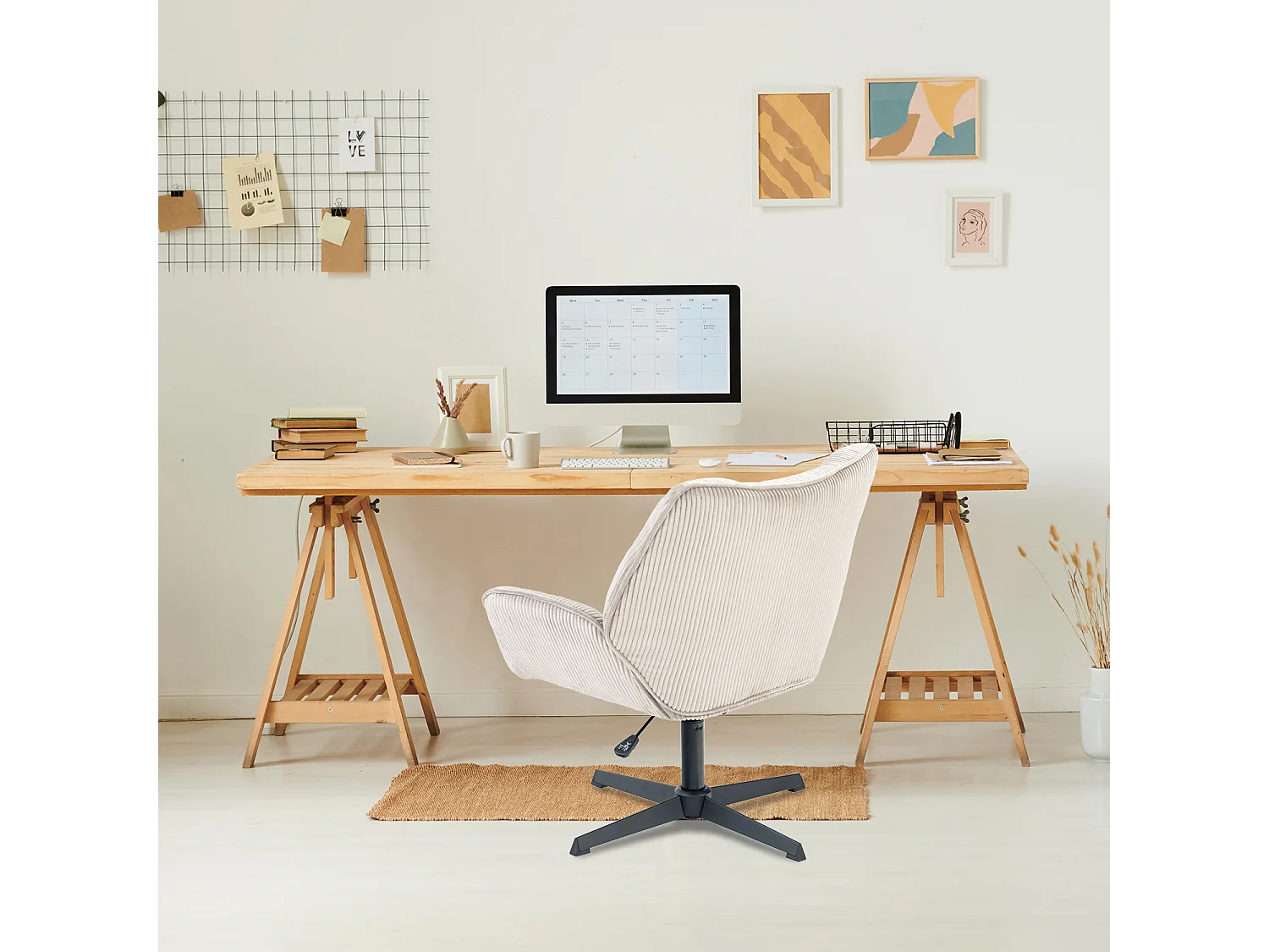 Chaise de bureau pivotant réglable en hauteur en velours côtelé,DUROTHILOFFICE