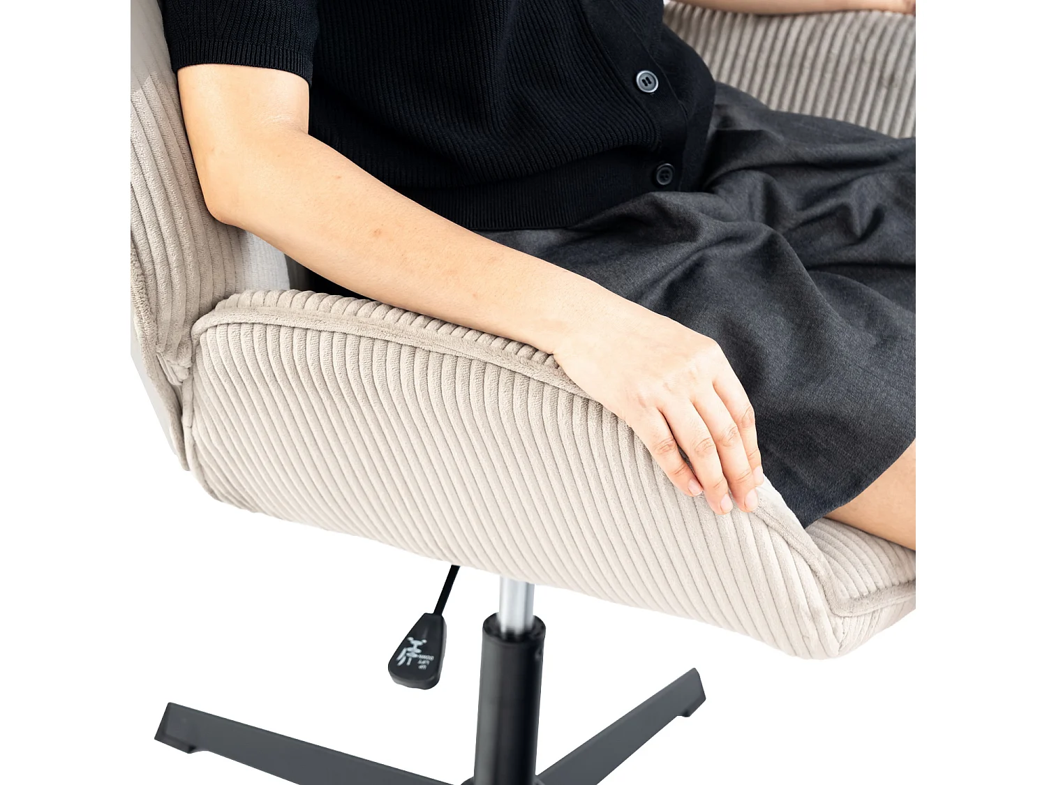 Chaise de bureau pivotant réglable en hauteur en velours côtelé,DUROTHILOFFICE