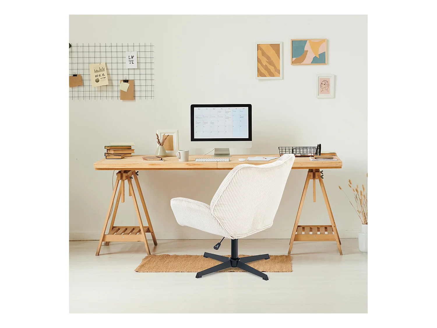 Chaise de bureau pivotant réglable en hauteur en velours côtelé,DUROTHILOFFICE