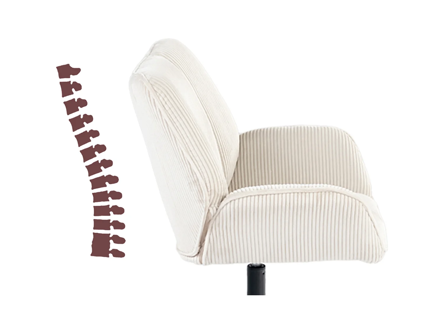 Chaise de bureau pivotant réglable en hauteur en velours côtelé,DUROTHILOFFICE