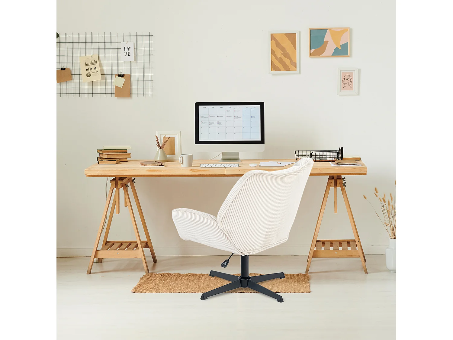 Chaise de bureau pivotant réglable en hauteur en velours côtelé,DUROTHILOFFICE