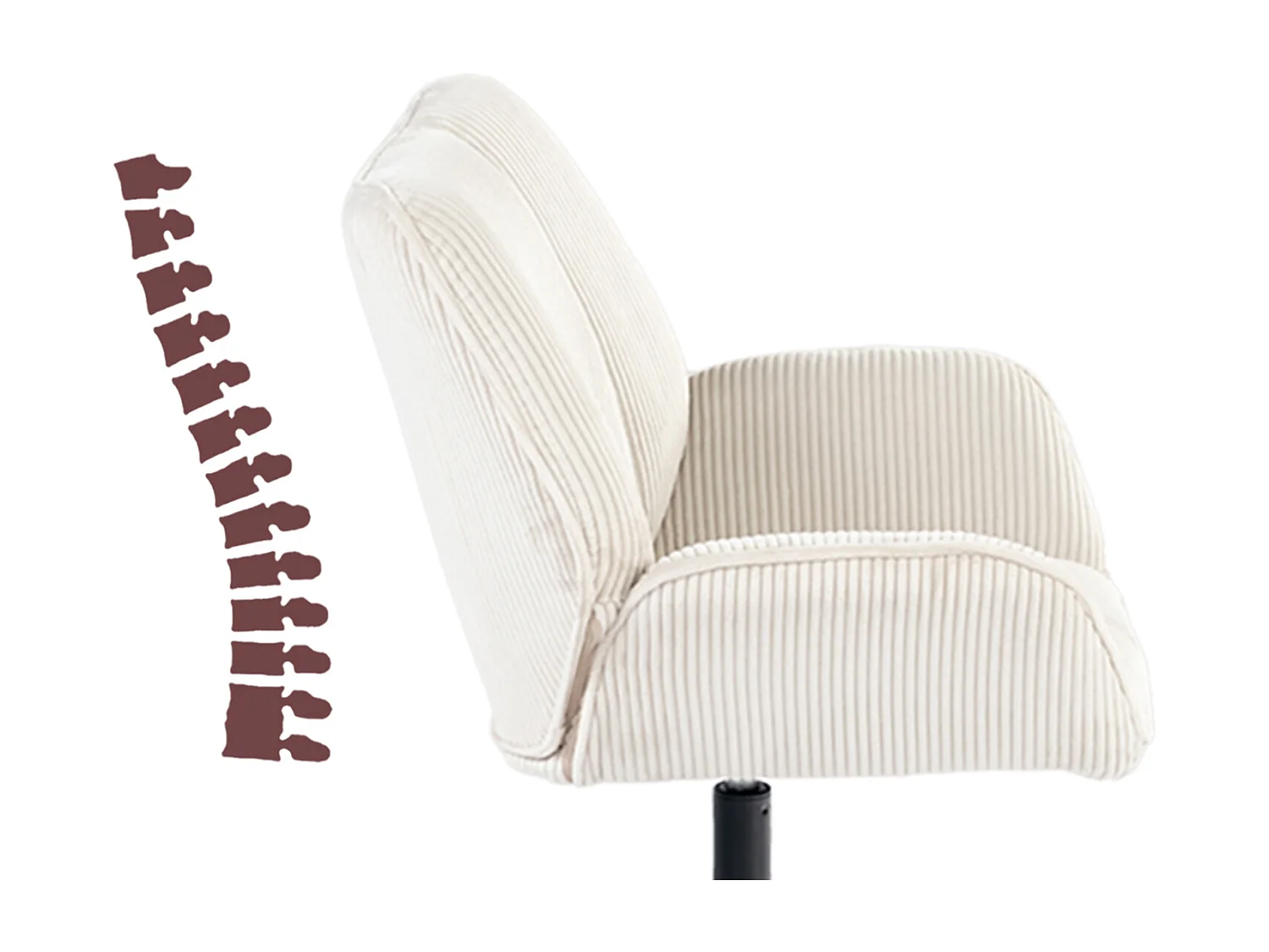 Chaise de bureau pivotant réglable en hauteur en velours côtelé,DUROTHILOFFICE