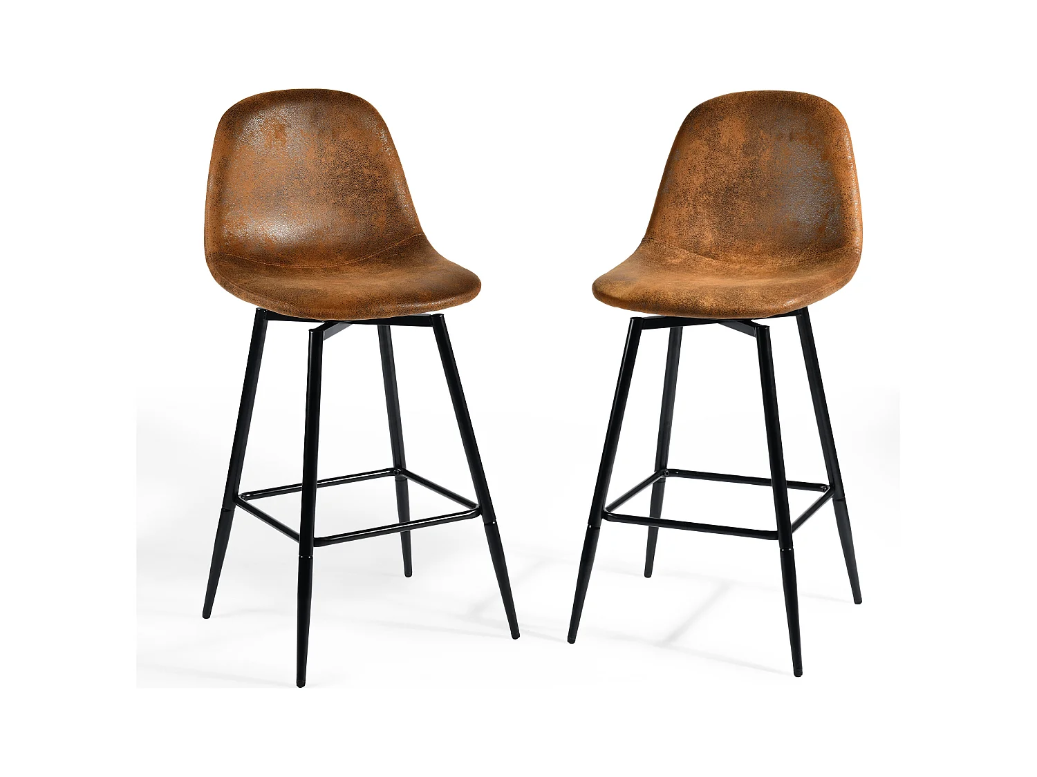 URBAN MEUBLE Lot de 2 tabourets de bar vintage pivotants en faux daim style industriel 67Hcm