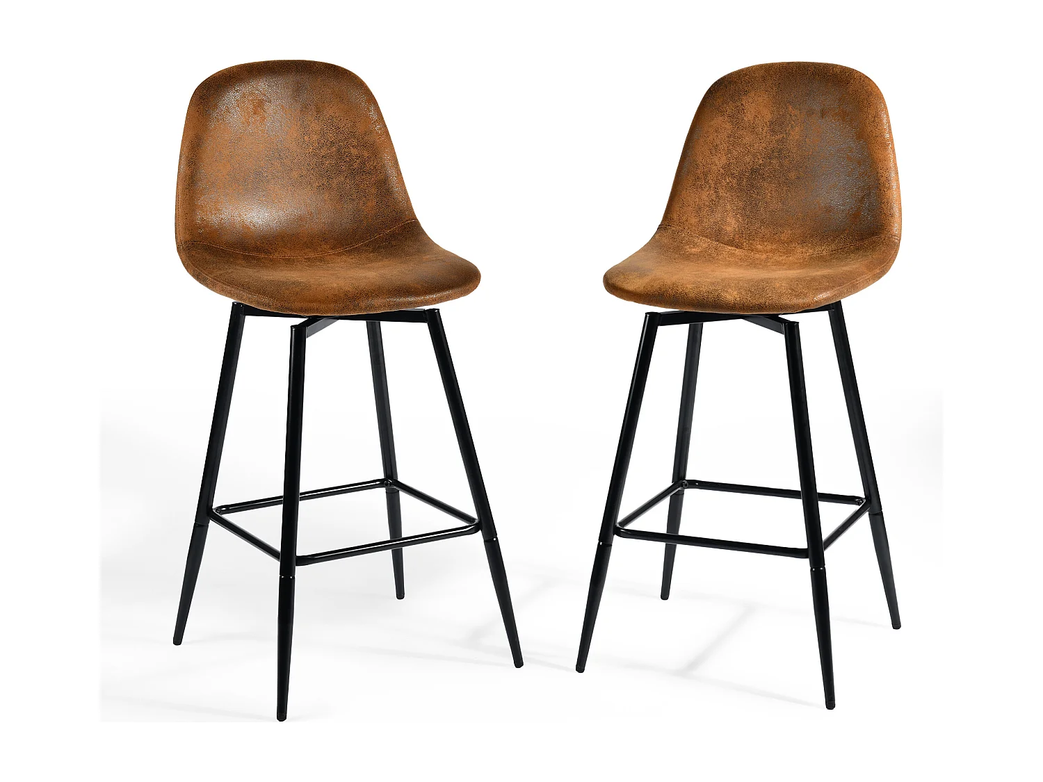 URBAN MEUBLE Lot de 2 tabourets de bar vintage pivotants en faux daim style industriel 67Hcm