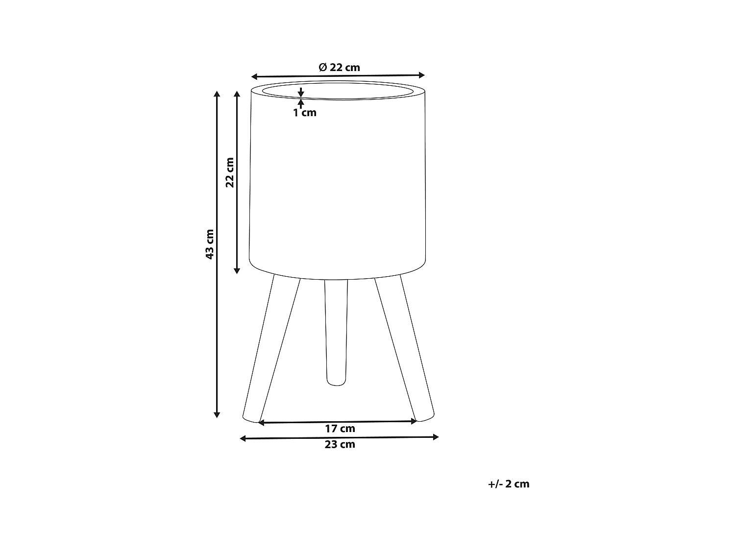 Cache-pot sur pied PREWEZA 23 cm Blanc cassé