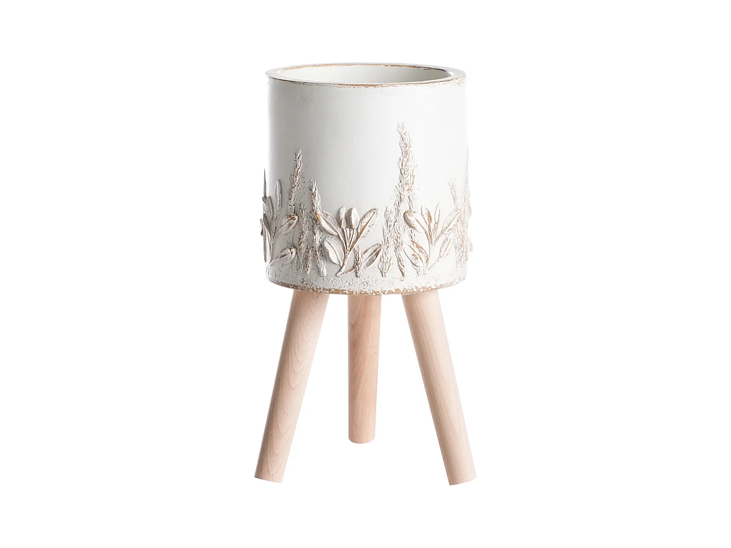 Verhoogde bloempot PREWEZA Keramiek 23 cm Gebroken wit