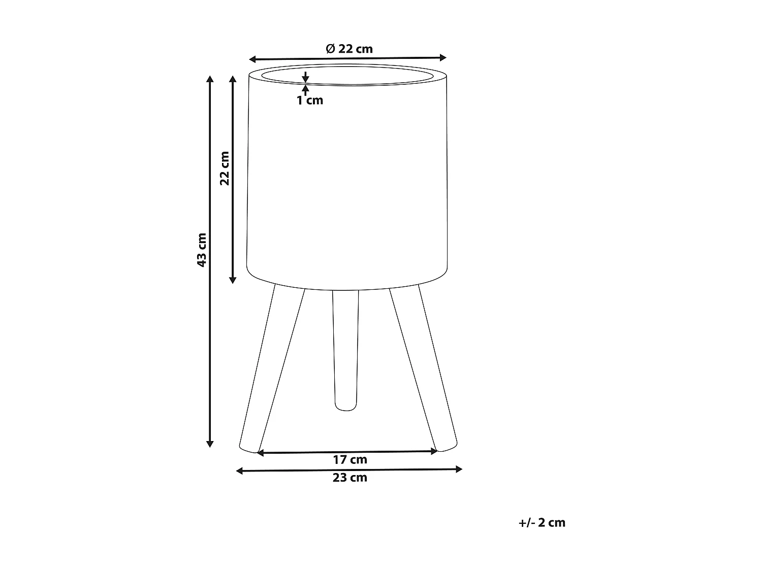 Cache-pot sur pied PREWEZA 23 cm Blanc cassé