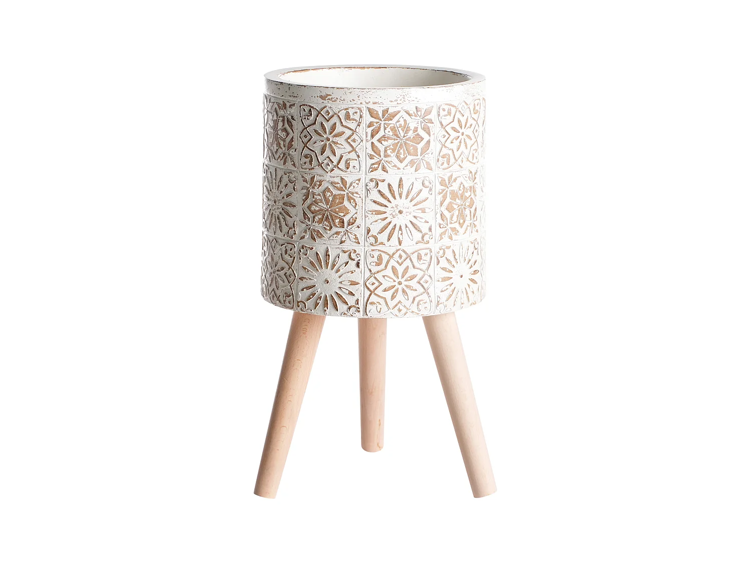 Cache-pot sur pied KARISTOS 36 cm Blanc cassé