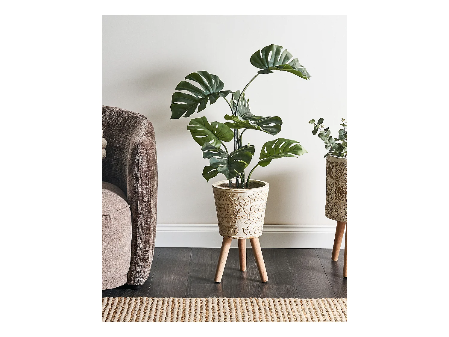 Pflanzentopf für den Innen- und Außenbereich Vintage-Stil Antik-Look cremeweiß Aliartos