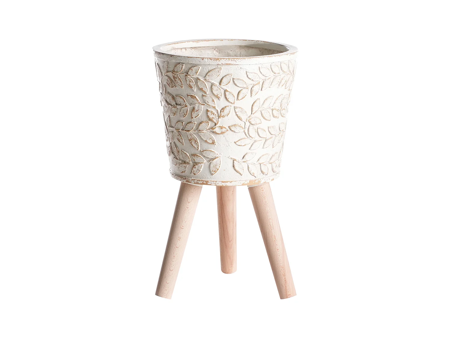 Cache-pot sur pied ALIARTOS 26 cm Blanc cassé