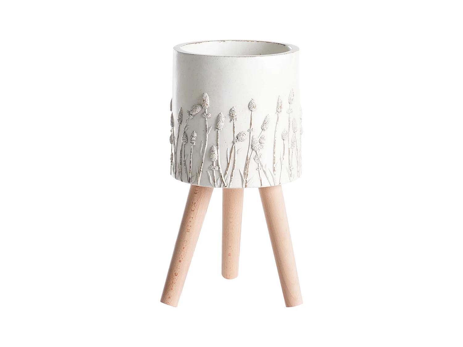 Cache-pot sur pied JANINA 24 cm Blanc cassé