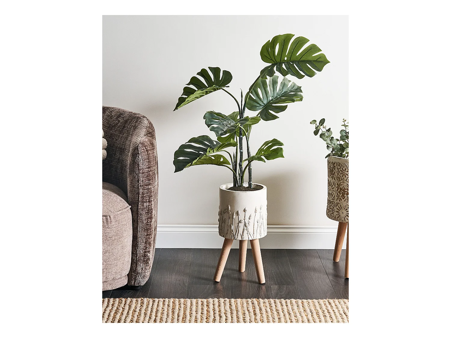 Cache-pot sur pied JANINA 24 cm Blanc cassé