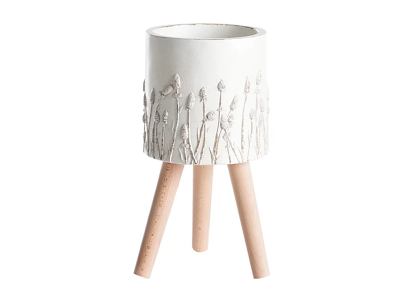 Verhoogde bloempot JANINA Keramiek 24 cm Gebroken wit