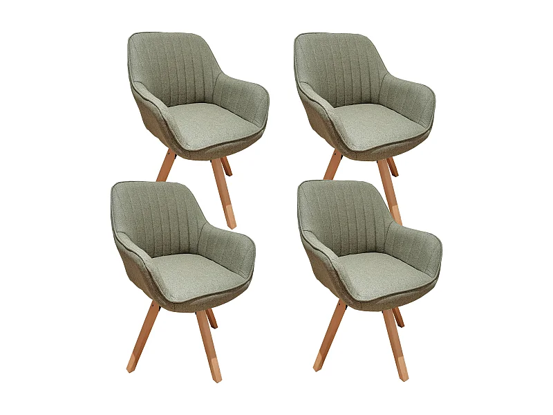 Lot de 4 fauteuil de salle à manger rotatif style scandinave en vert tissu,CARSON