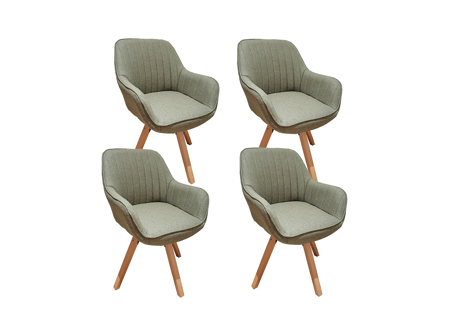 Lot de 4 fauteuil de salle à manger rotatif style scandinave en vert tissu,CARSON