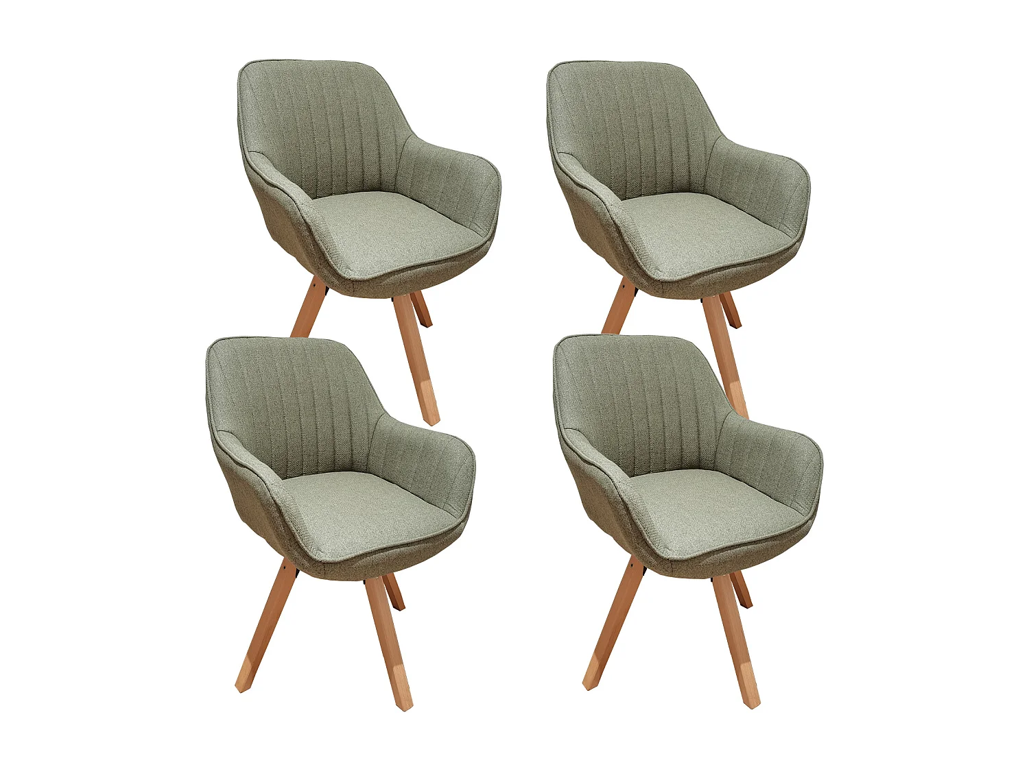 Lot de 4 fauteuil de salle à manger rotatif style scandinave en vert tissu,CARSON