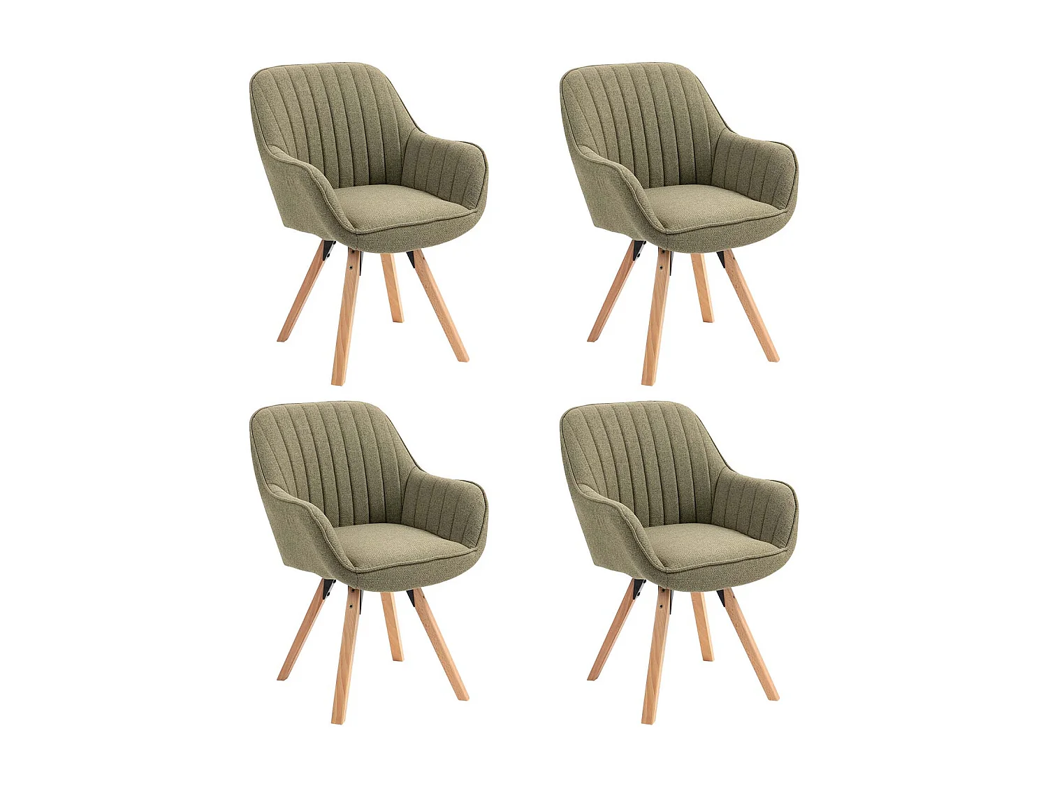 Lot de 4 fauteuil de salle à manger rotatif style scandinave en vert tissu,CARSON