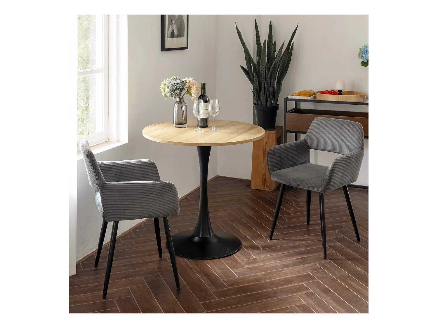 Lot de 4 chaises de salle à manger fauteuils en velours côtelé style scandinave,CROMWELL