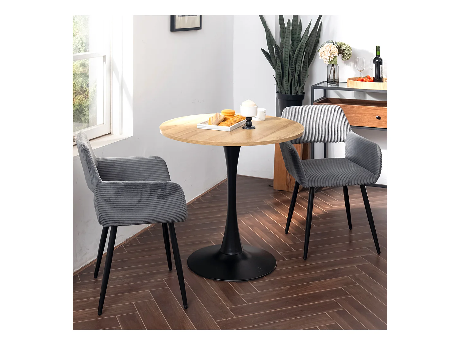 Lot de 4 chaises de salle à manger fauteuils en velours côtelé style scandinave,CROMWELL