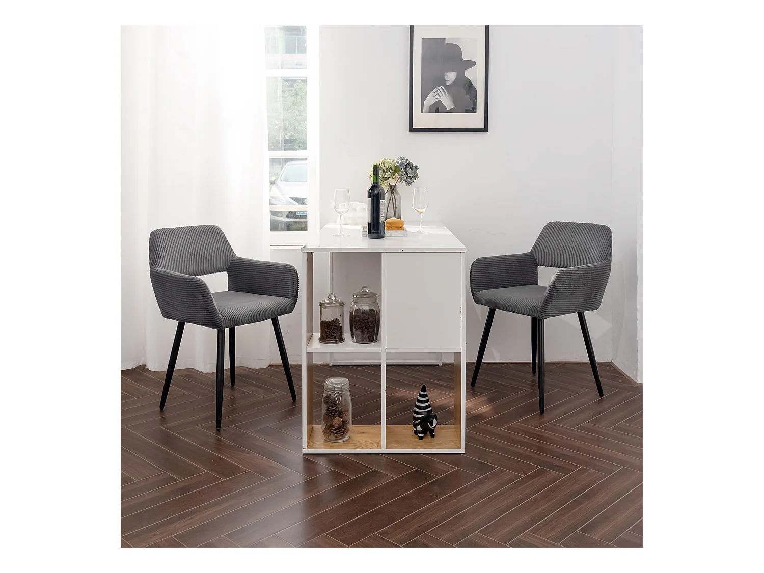 Lot de 4 chaises de salle à manger fauteuils en velours côtelé style scandinave,CROMWELL