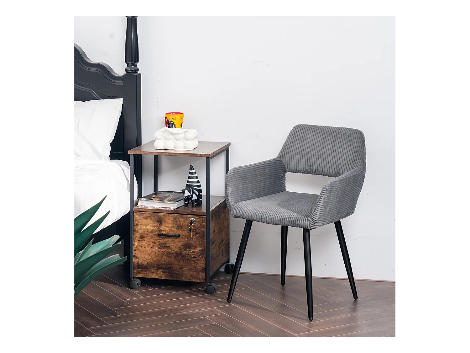 Lot de 4 chaises de salle à manger fauteuils en velours côtelé style scandinave,CROMWELL