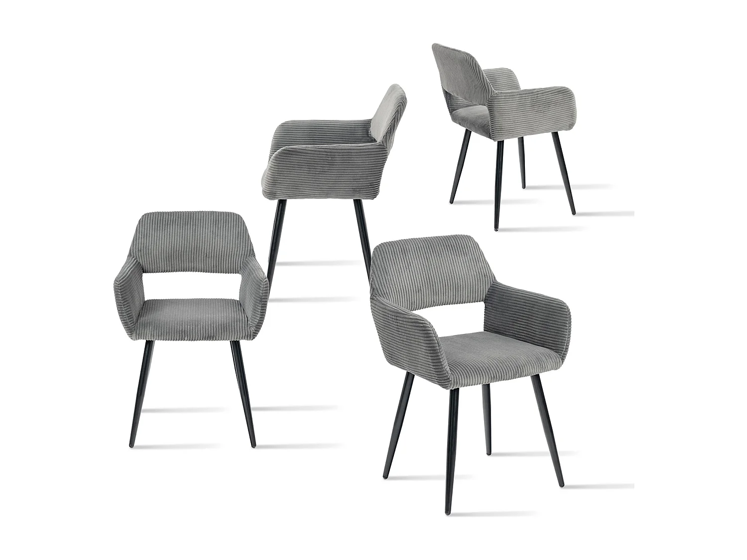 Lot de 4 chaises de salle à manger fauteuils en velours côtelé style scandinave,CROMWELL