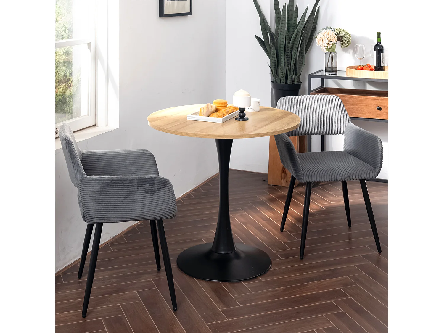 Lot de 4 chaises de salle à manger fauteuils en velours côtelé style scandinave,CROMWELL