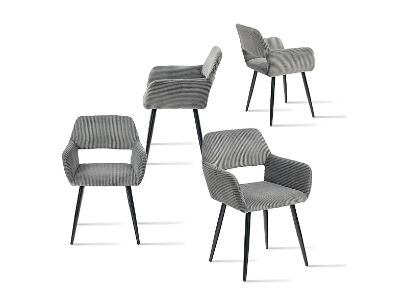 Lot de 4 chaises de salle à manger fauteuils en velours côtelé style scandinave,CROMWELL