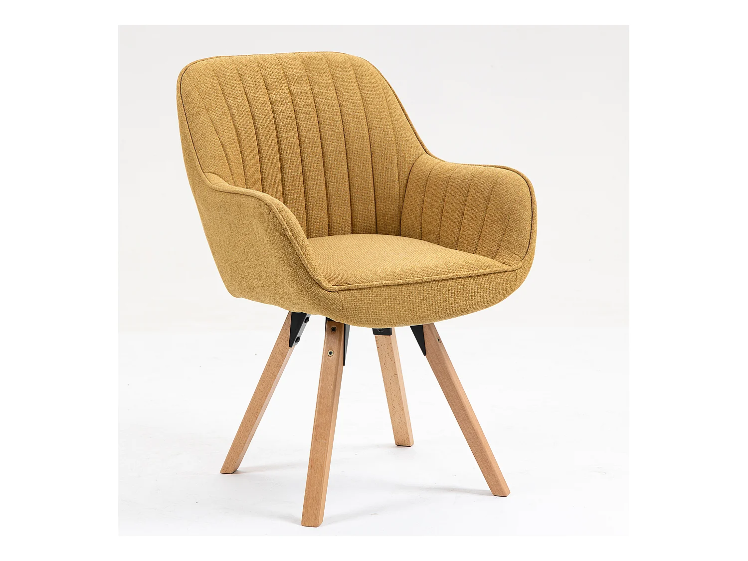 Fauteuil de salle à manger rotatif style scandinave en jaune tissu,CARSON