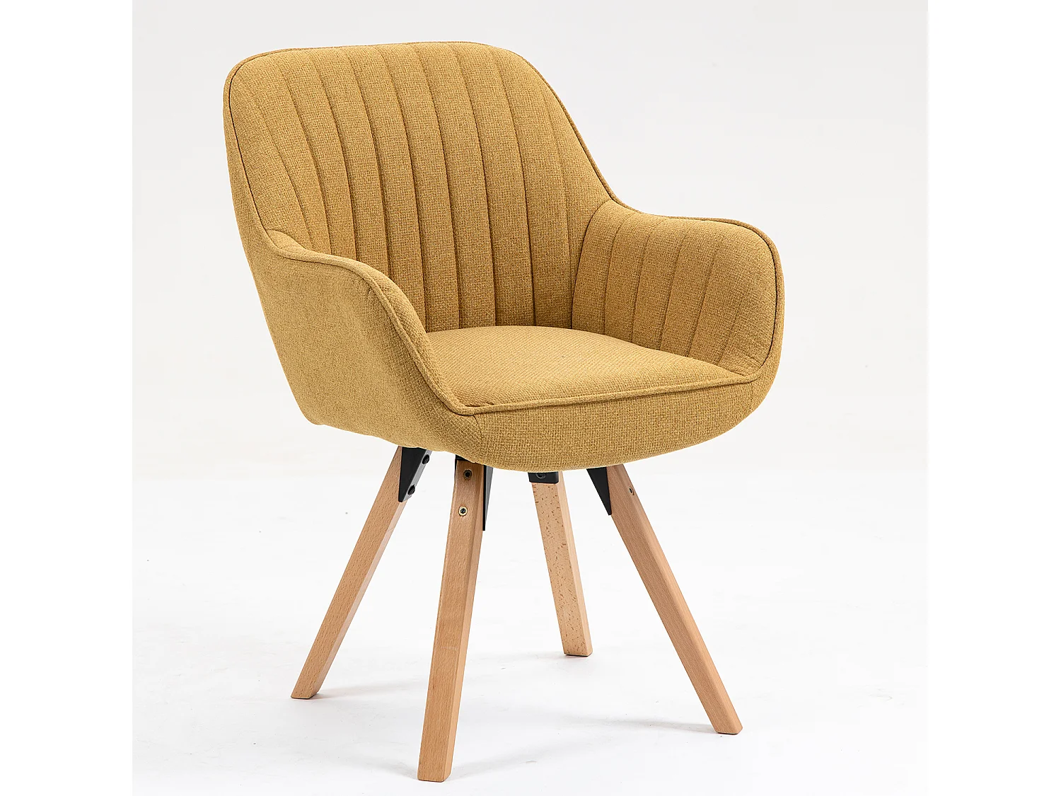 Fauteuil de salle à manger rotatif style scandinave en jaune tissu,CARSON