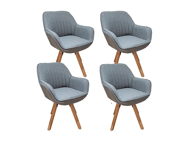 Lot de 4 fauteuil de salle à manger rotatif style scandinave en gris tissu,CARSON