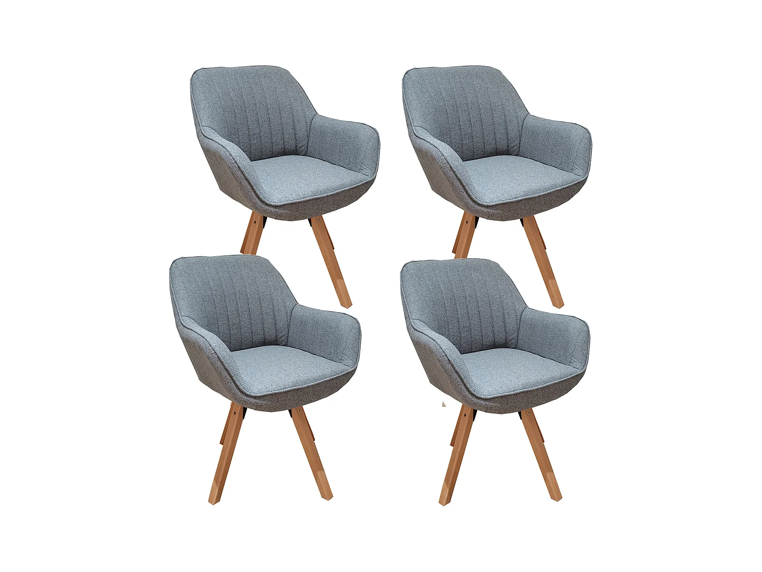Lot de 4 fauteuil de salle à manger rotatif style scandinave en gris tissu,CARSON
