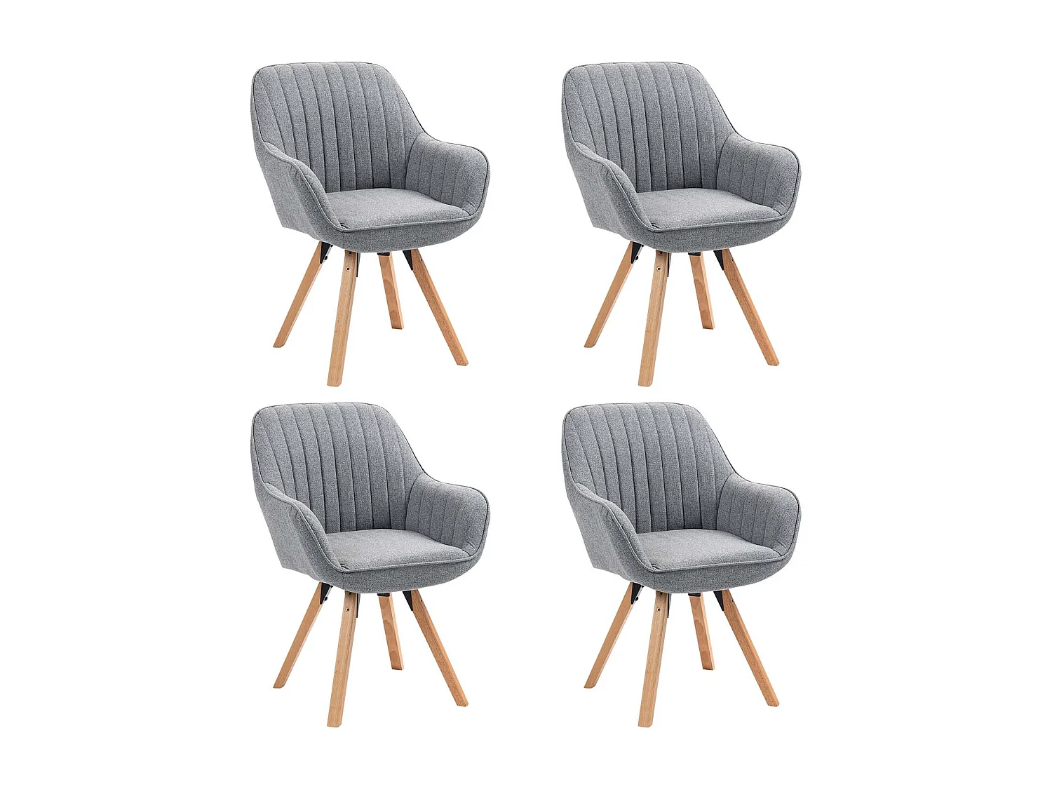Lot de 4 fauteuil de salle à manger rotatif style scandinave en gris tissu,CARSON