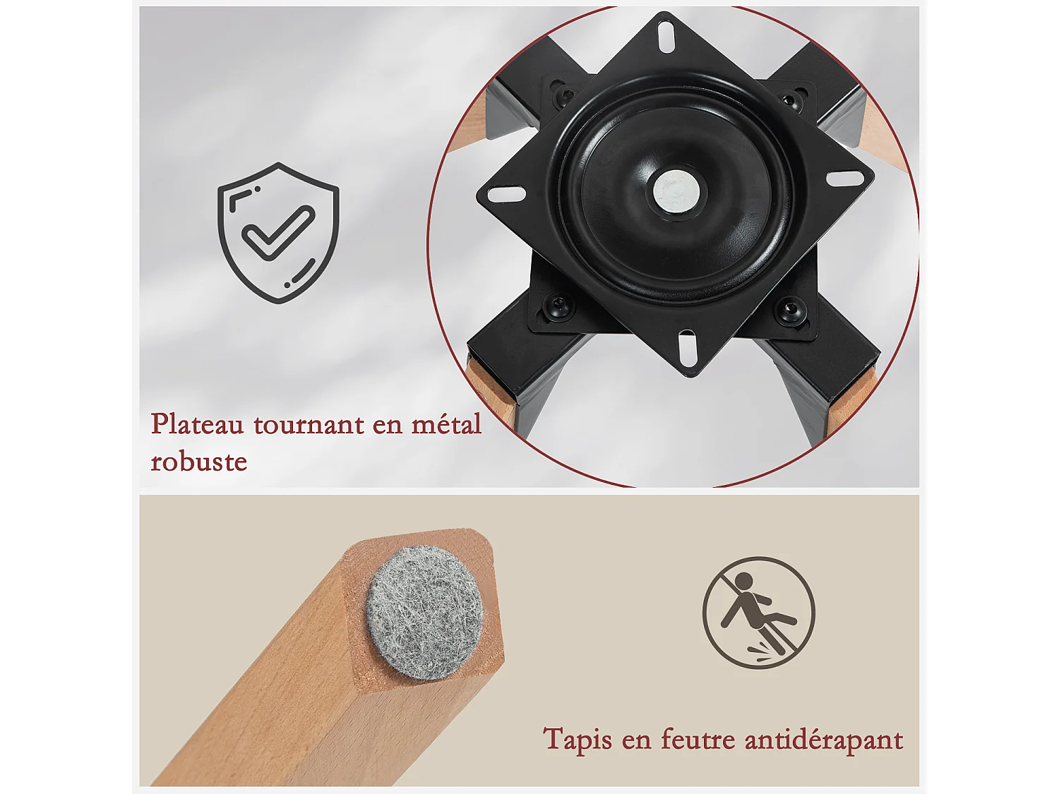 Lot de 4 fauteuil de salle à manger rotatif style scandinave en gris tissu,CARSON