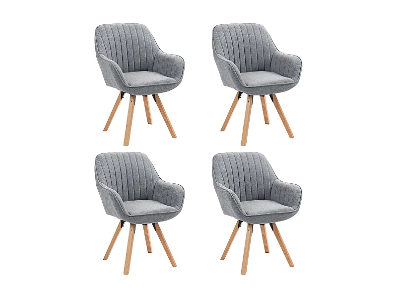 Lot de 4 fauteuil de salle à manger rotatif style scandinave en gris tissu,CARSON