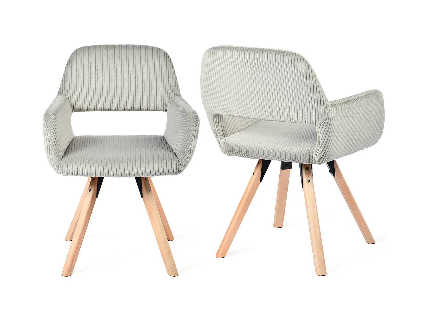 Lot de 2 chaises de salle à manger fauteuils en velours côtelé pied en bois de hêtre style scandinave,CROMWELL