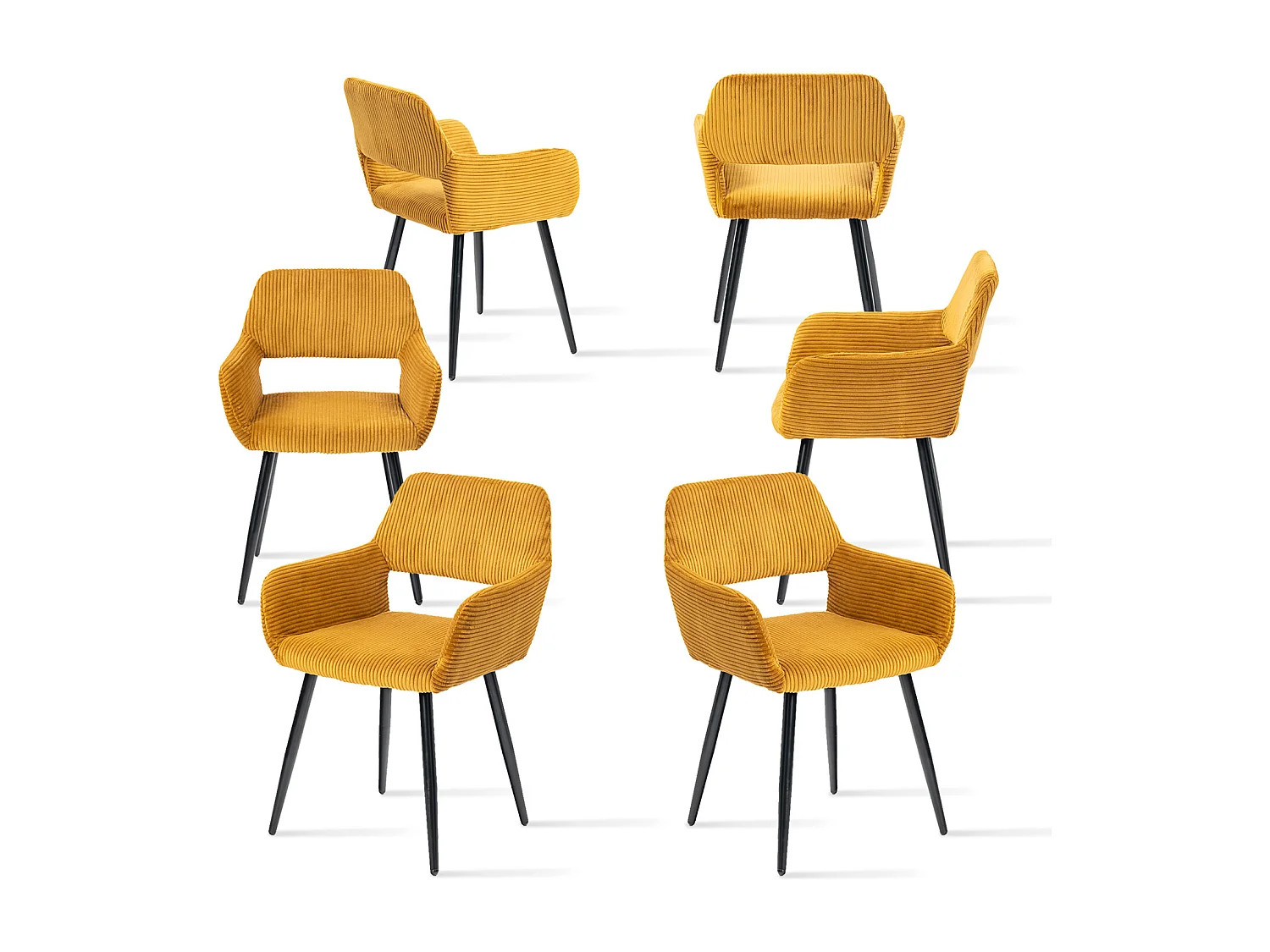 Lot de 6 chaises de salle à manger fauteuils en velours côtelé style scandinave,CROMWELL