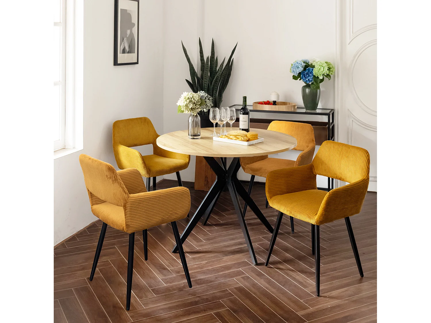 Lot de 6 chaises de salle à manger fauteuils en velours côtelé style scandinave,CROMWELL