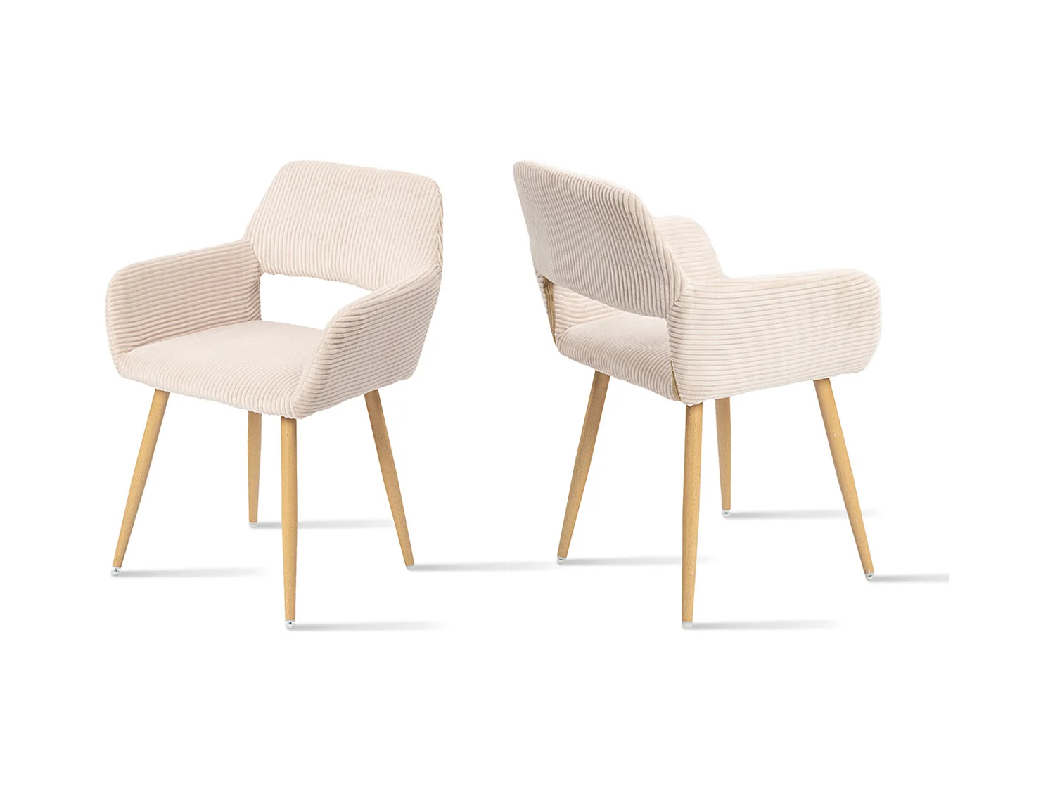 Lot de 2 chaises de salle à manger fauteuils en velours côtelé style scandinave,CROMWELL