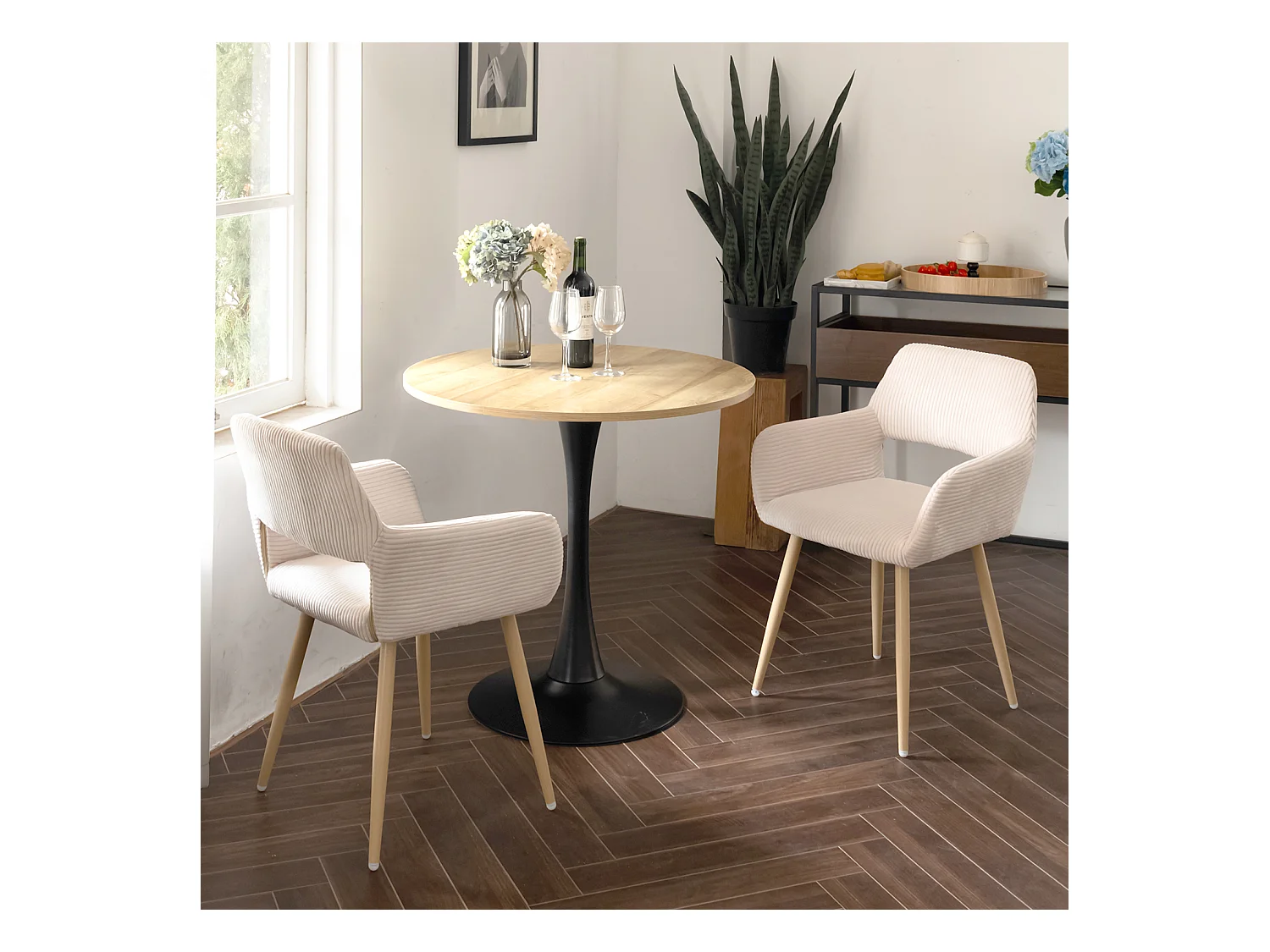 Lot de 2 chaises de salle à manger fauteuils en velours côtelé style scandinave,CROMWELL