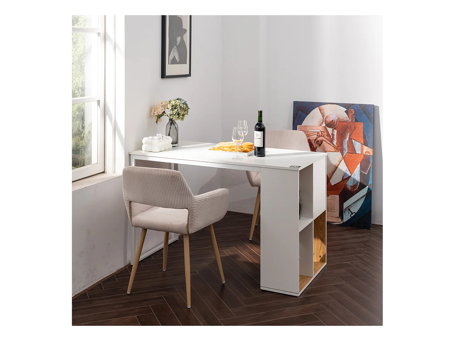 Lot de 2 chaises de salle à manger fauteuils en velours côtelé style scandinave,CROMWELL