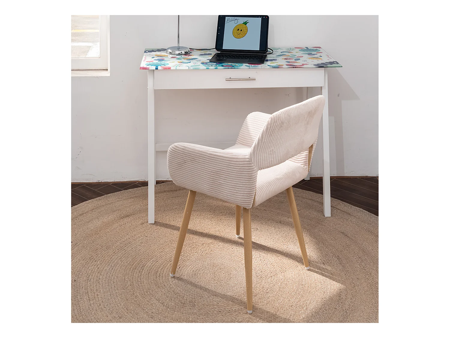 Lot de 2 chaises de salle à manger fauteuils en velours côtelé style scandinave,CROMWELL