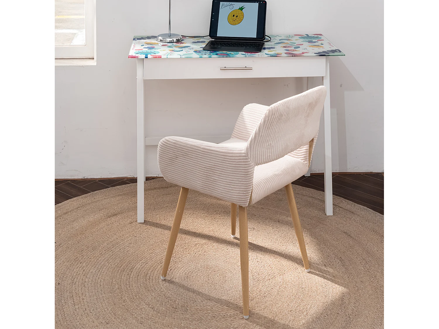 Lot de 2 chaises de salle à manger fauteuils en velours côtelé style scandinave,CROMWELL