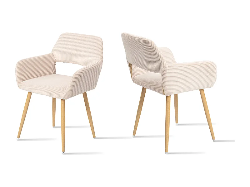 Lot de 2 chaises de salle à manger fauteuils en velours côtelé style scandinave,CROMWELL