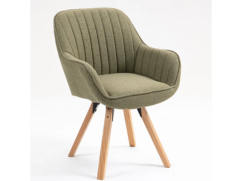Fauteuil de salle à manger rotatif style scandinave en vert tissu,CARSON