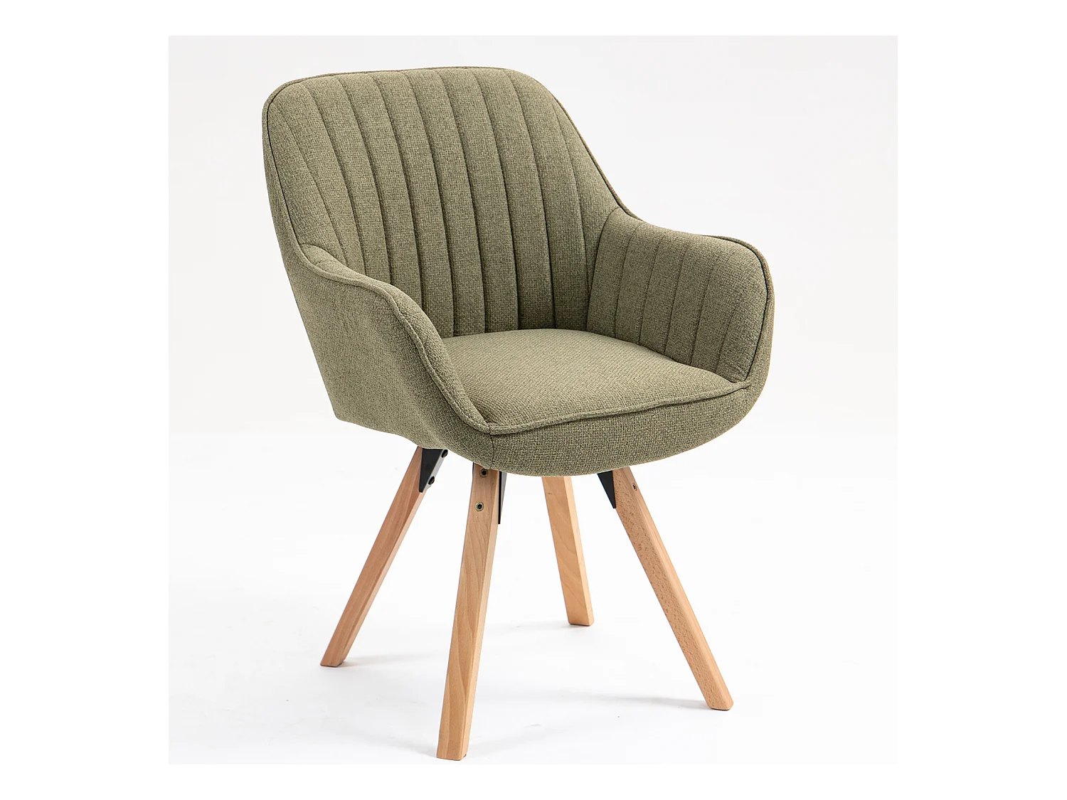 Fauteuil de salle à manger rotatif style scandinave en vert tissu,CARSON
